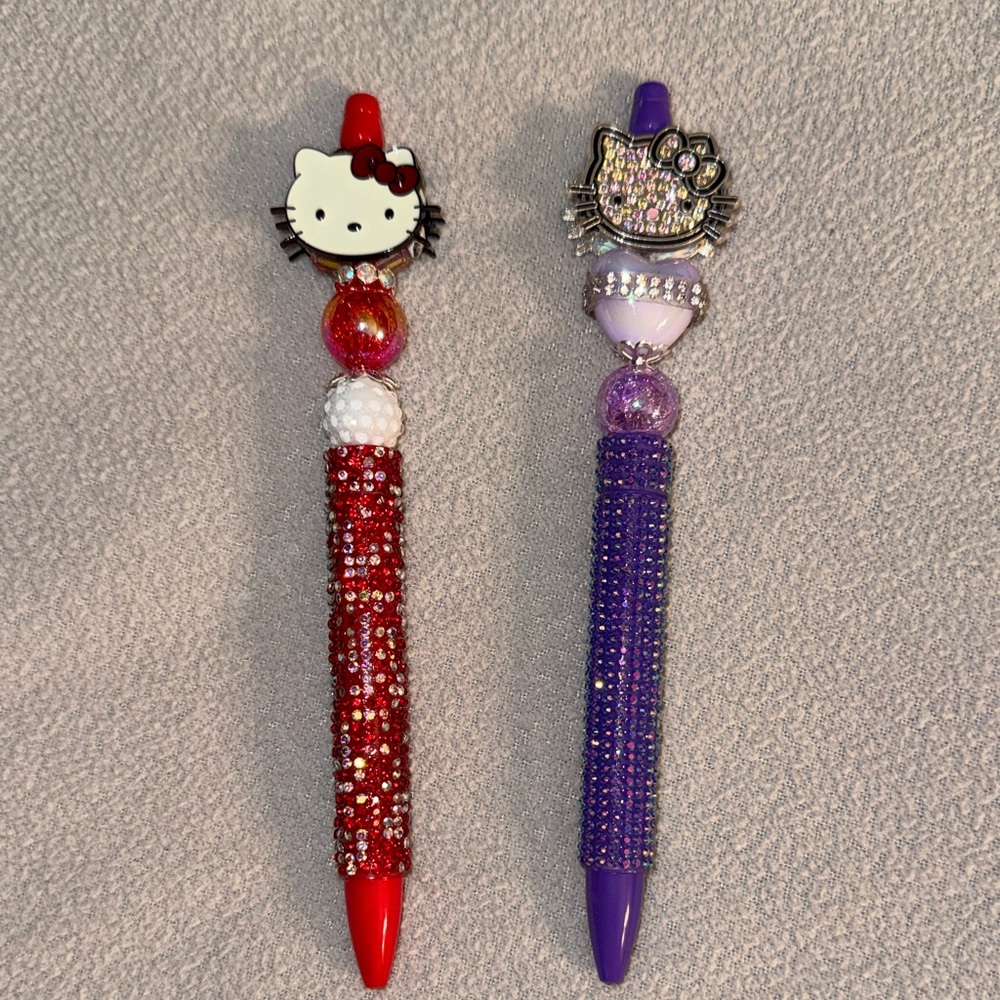 Hello Kitty Red and Purple Beaded Pens